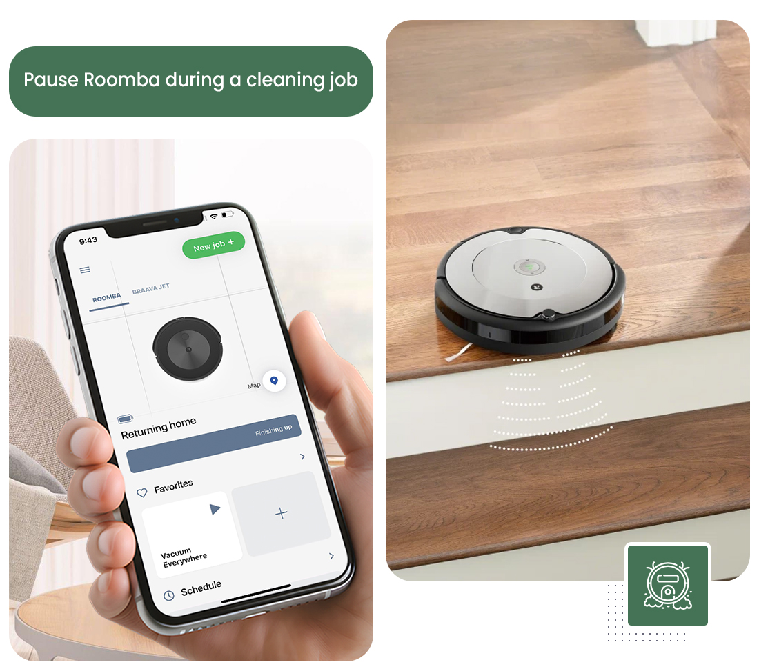 pause Roomba during cleaning job